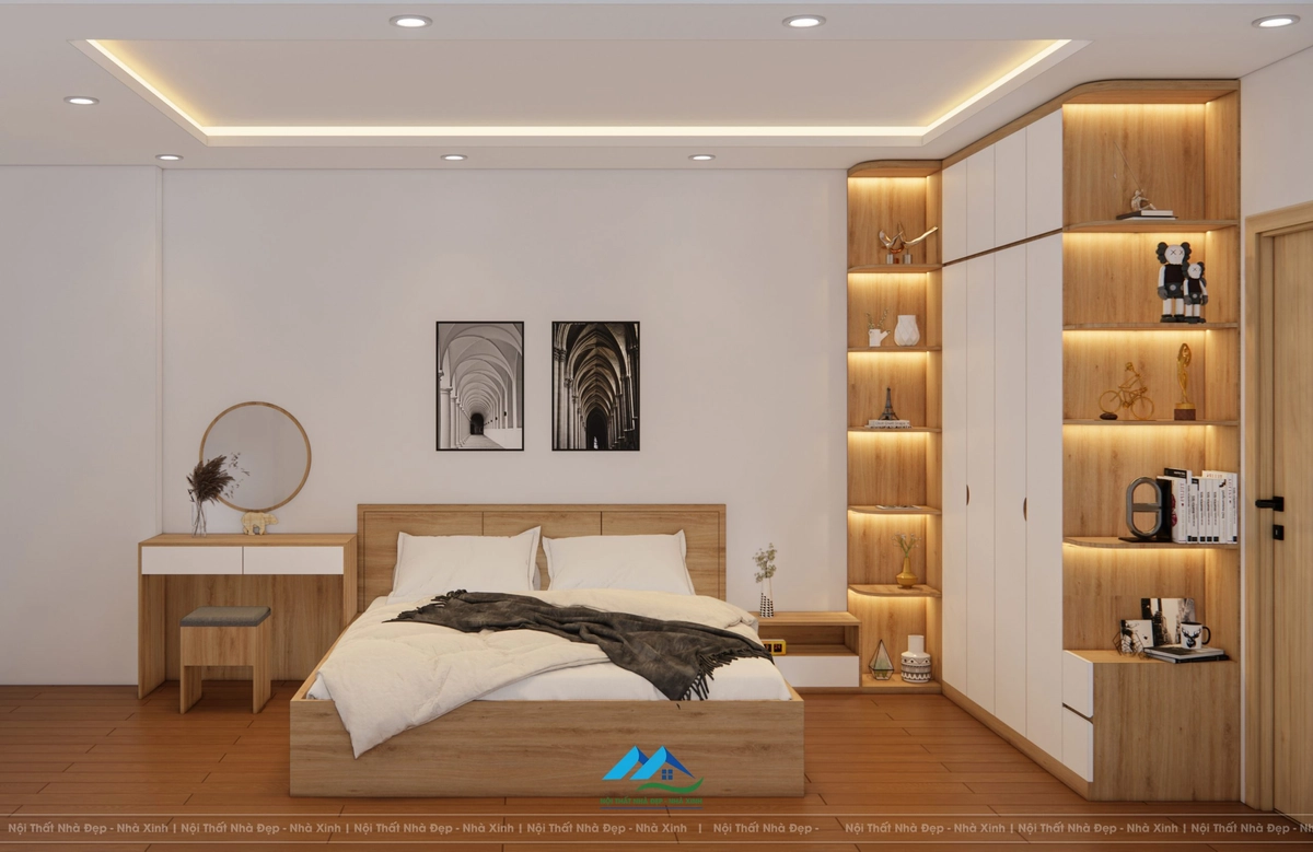 phòng ngủ hiện đại bày trí đệm Dunlopillo