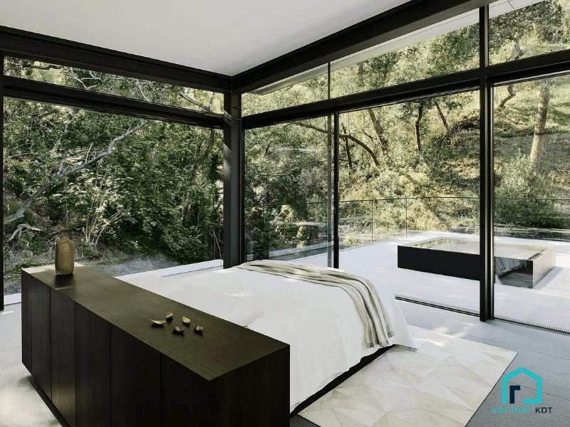 Phòng ngủ tối giản với chăn Everon màu pastel