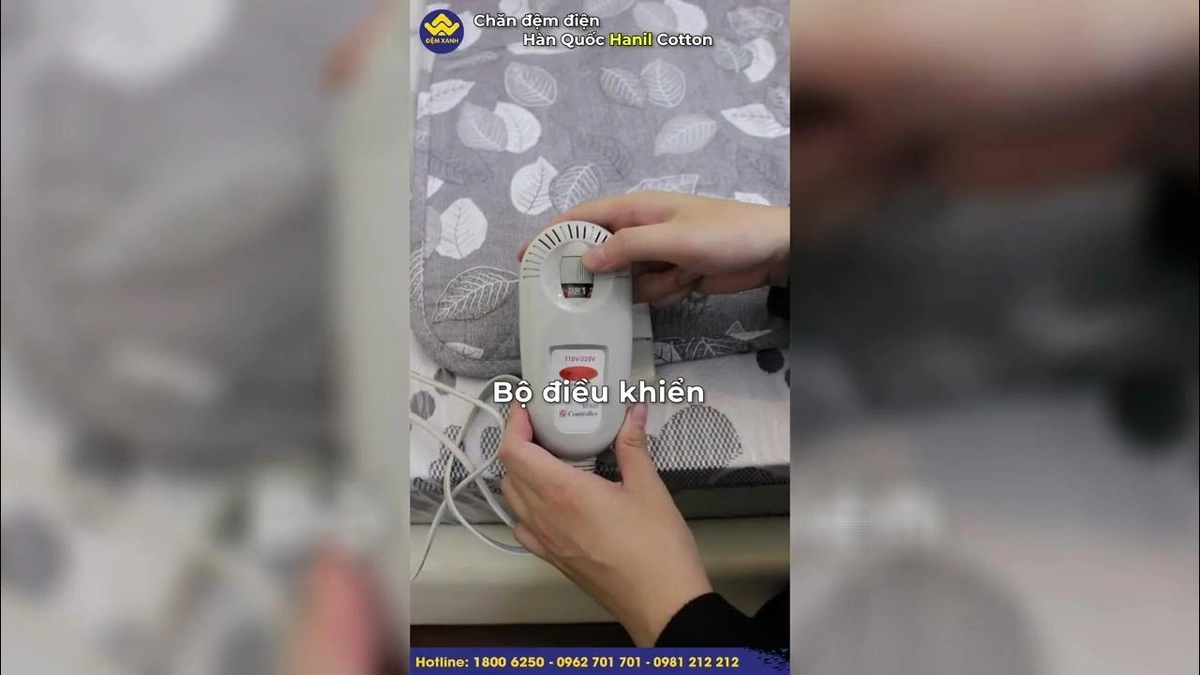 Cận cảnh chăn sưởi Lanaform đặt trên giường