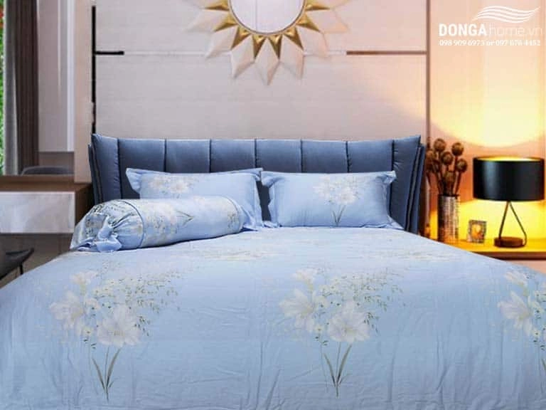 ga percale trắng phối chăn mát Tencel