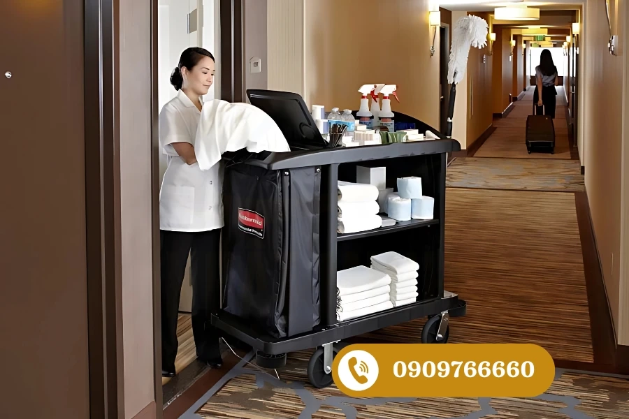 kho lưu trữ đồ vải khách sạn gọn gàng
