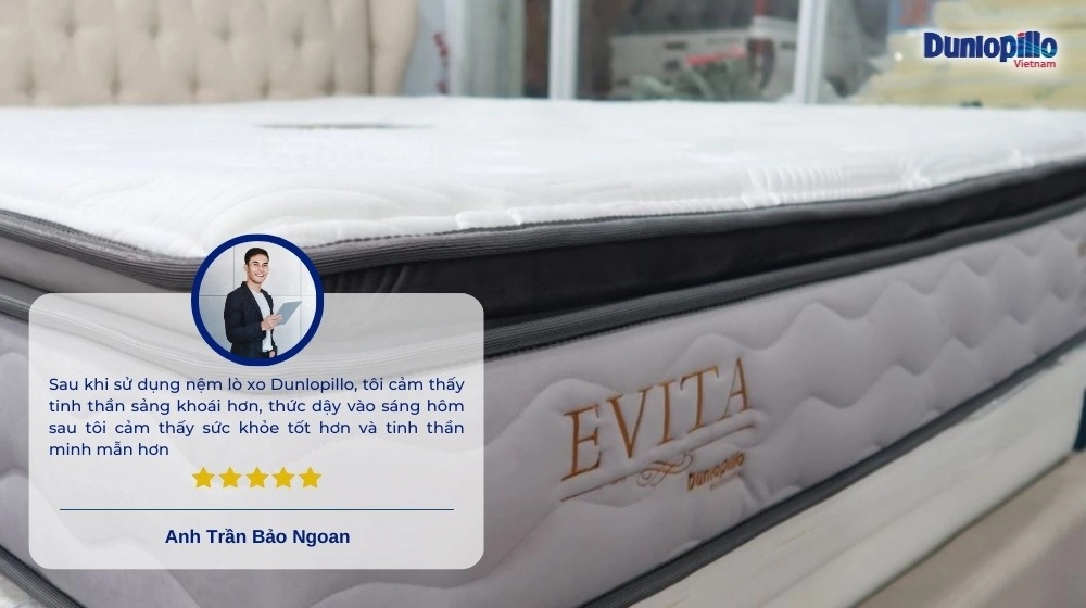Người dùng trải nghiệm nệm Dunlopillo và Kymdan