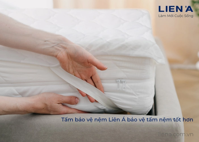 phối drap cotton với tấm bảo vệ nệm thoáng khí