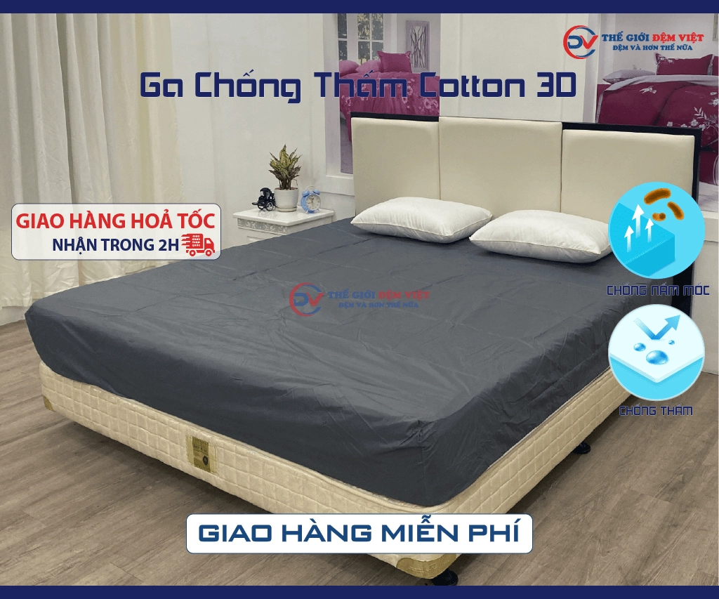 Phối ga chống thấm với bộ chăn cotton sắc nét