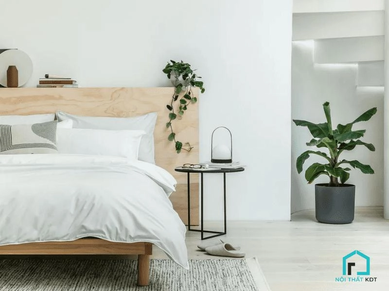 Phòng ngủ tối giản với ga trơn Việt Thắng