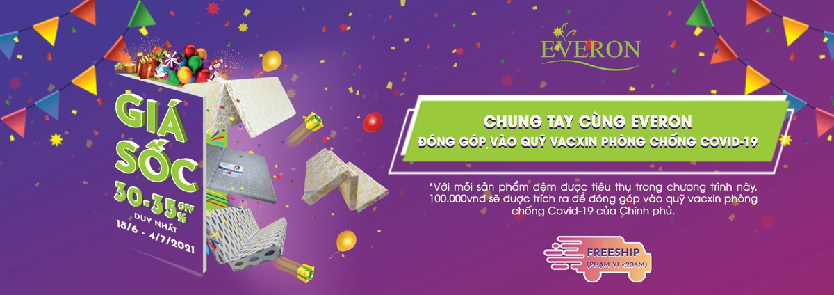 Showroom Everon treo banner giảm giá cuối mùa