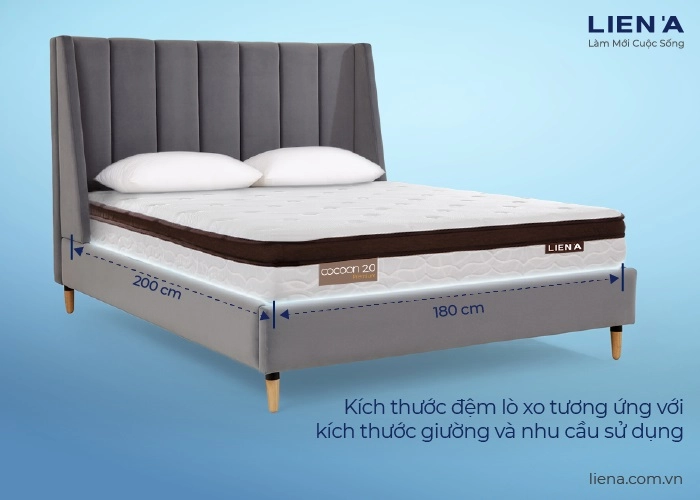 so sánh kích thước đệm lò xo phổ biến