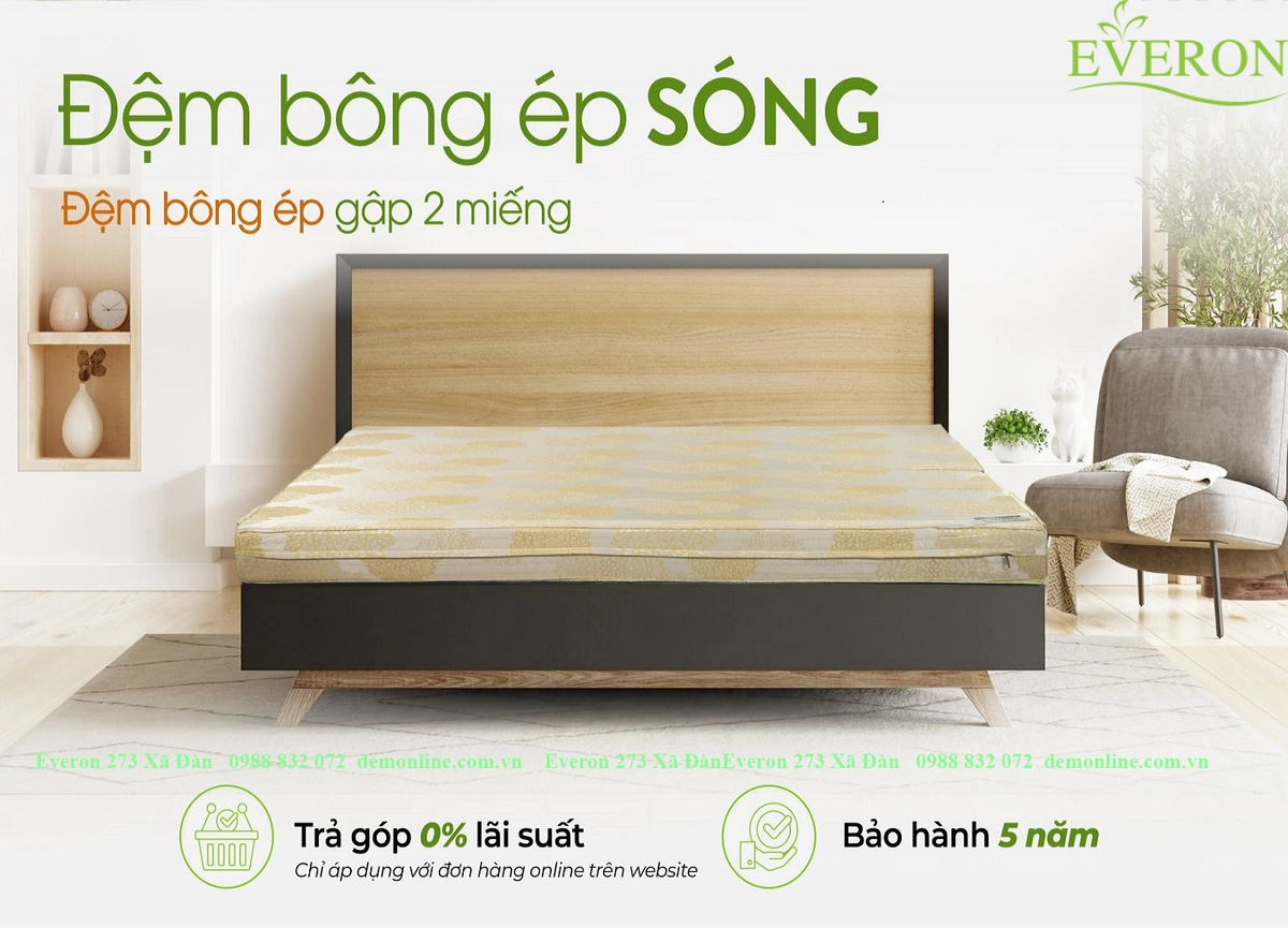 trưng bày đệm bông ép Everon Hanvico Kim Cương