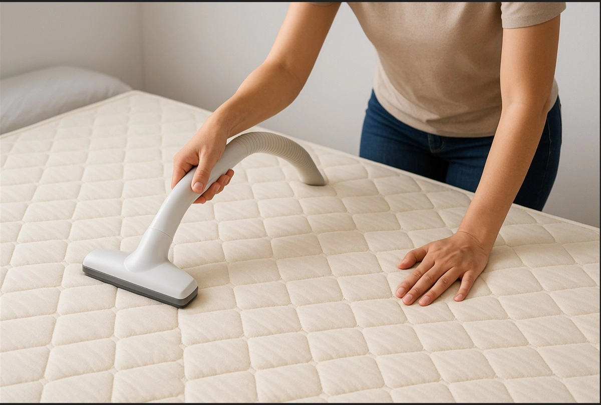 Vệ sinh đệm Everhome bằng máy hút bụi và baking soda