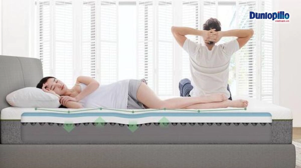 ba mẫu nệm Dunlopillo đặt cạnh để so sánh