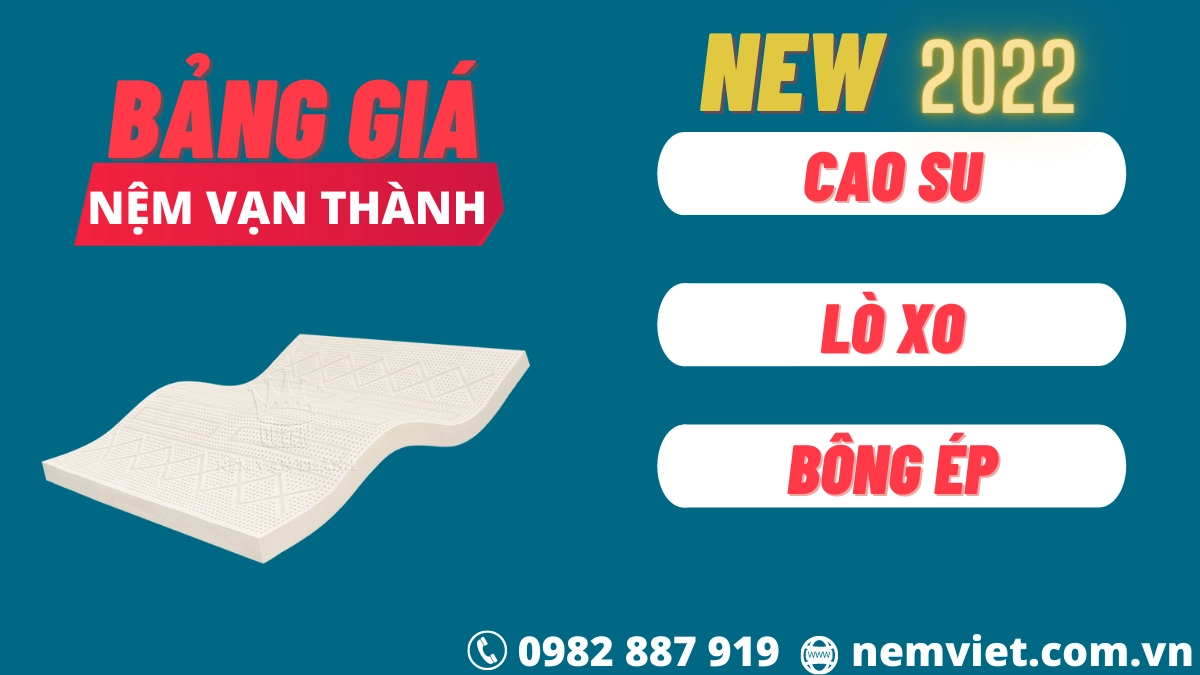 bảng giá nệm Kymdan Liên Á và Vạn Thành
