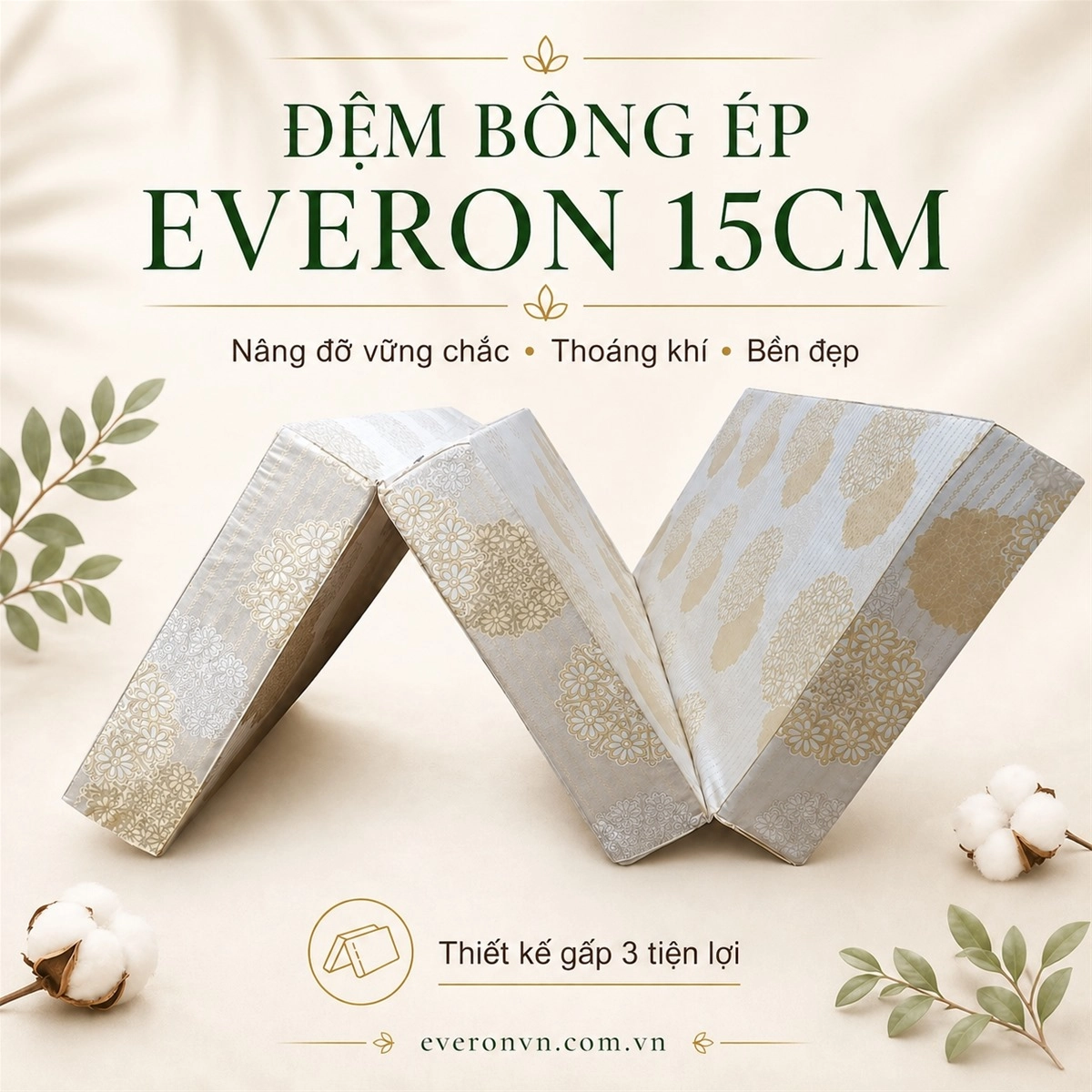 bảng kích thước đệm bông ép Forever phổ biến