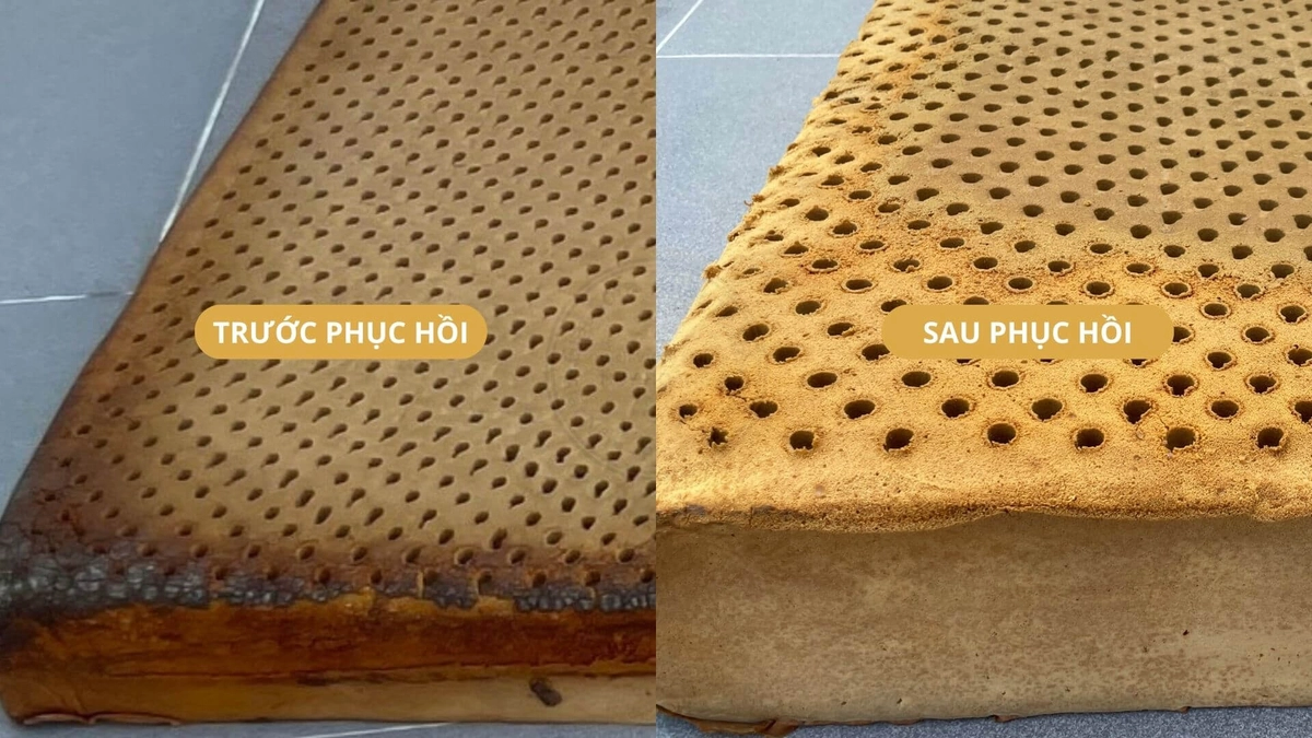 bề mặt nệm cao su đục lỗ và bông ép