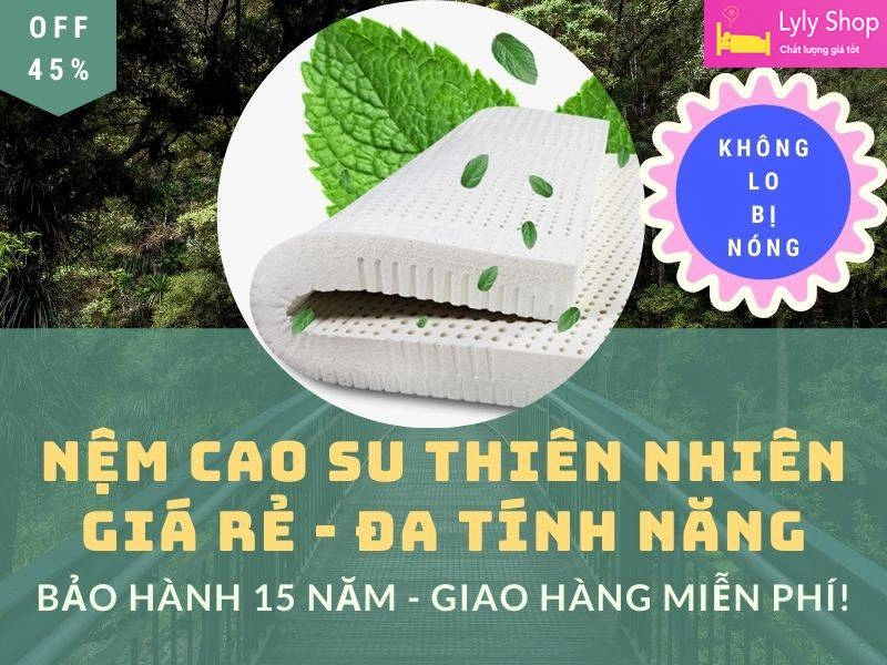 cận cảnh nệm cao su thiên nhiên 5cm màu kem