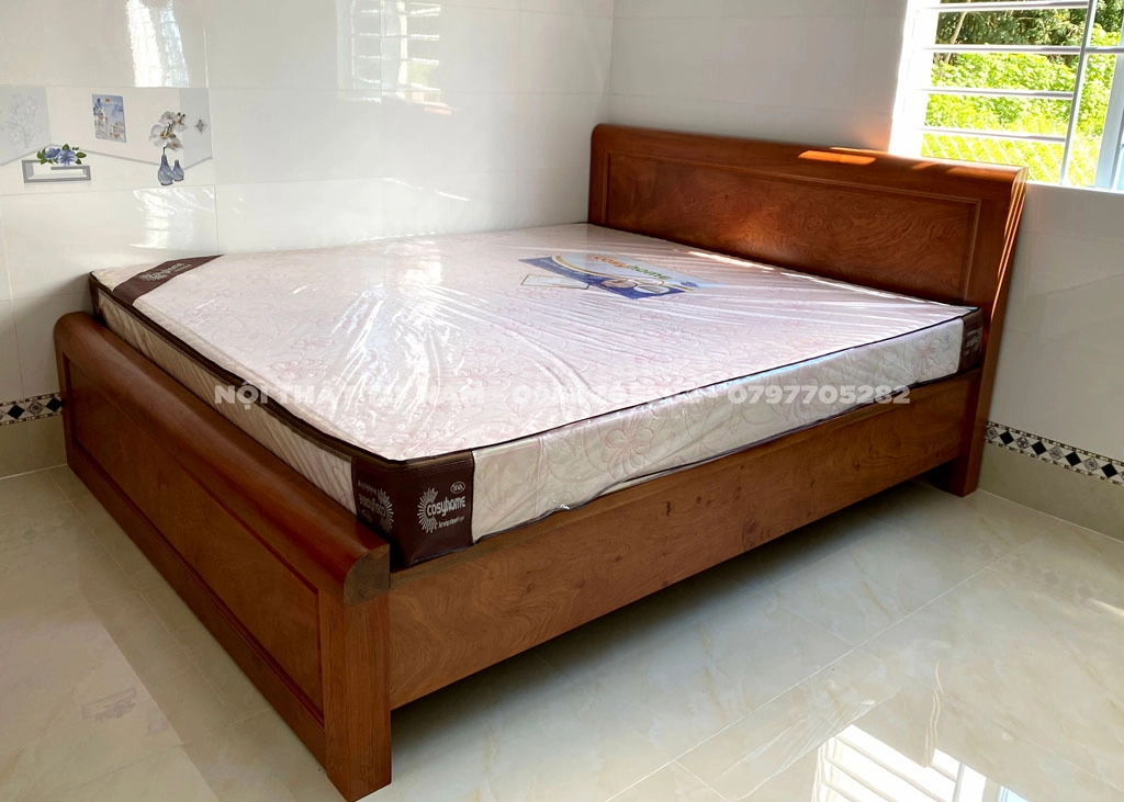 giường vạt phản phẳng kê nệm Dunlopillo chuẩn