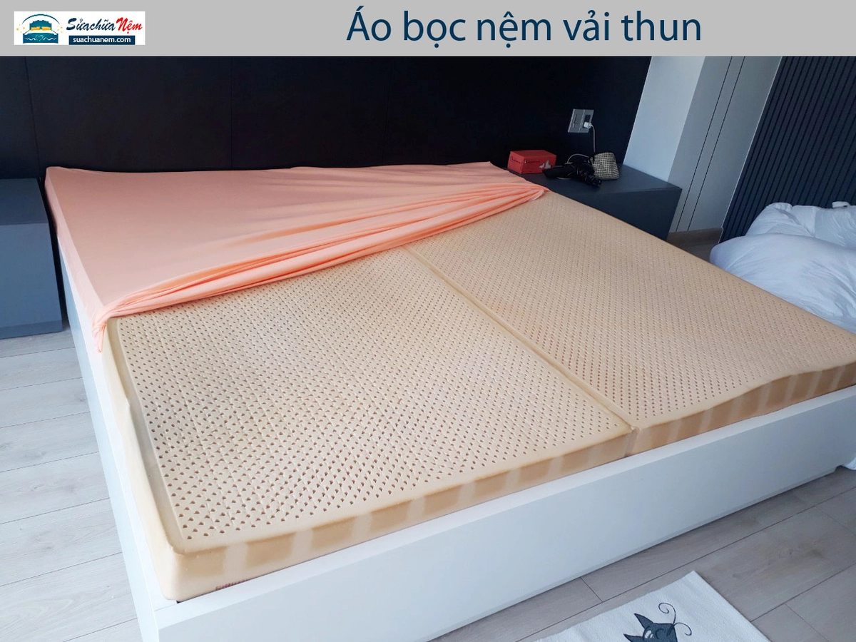 lõi nệm latex Everon và áo nệm may khóa kéo