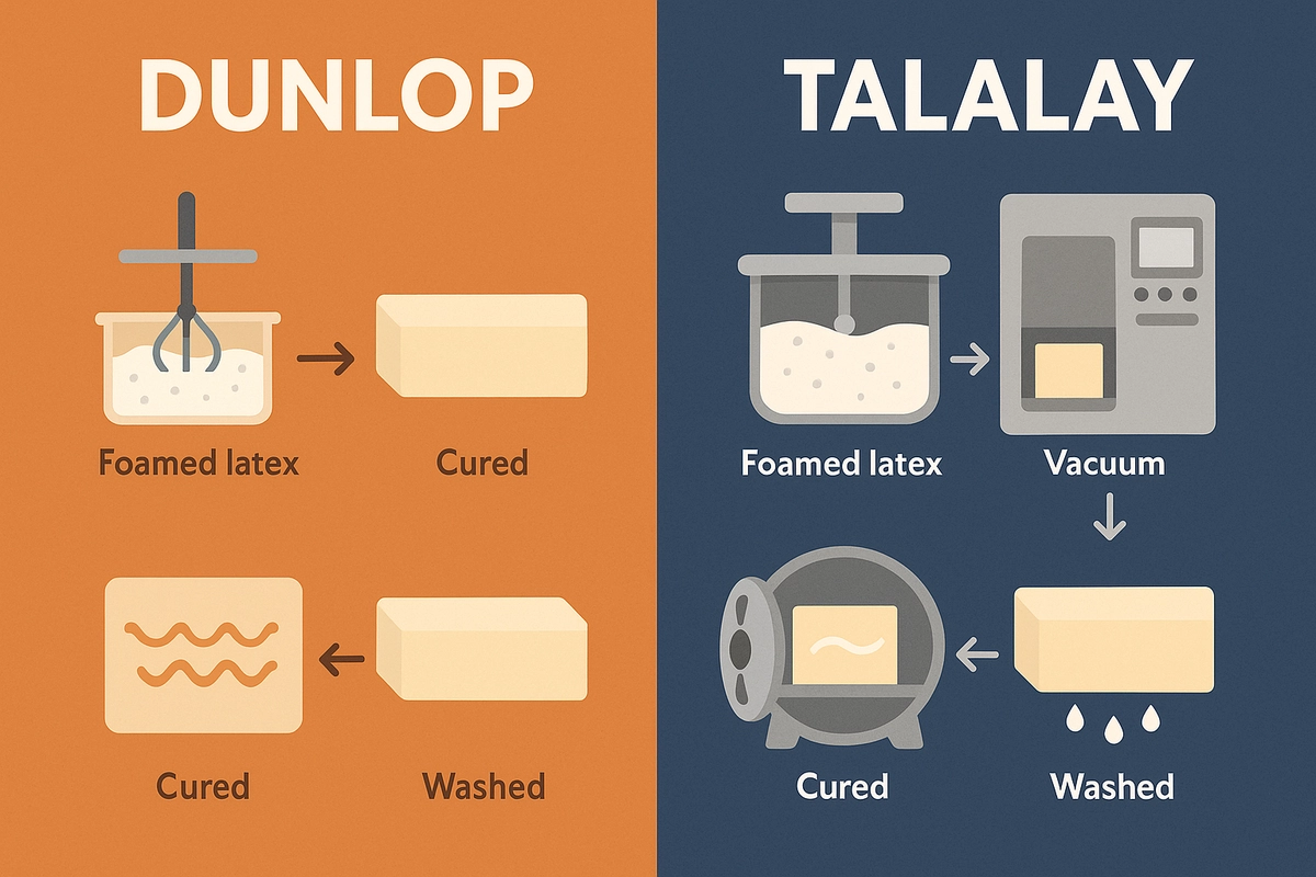 minh họa lỗ thoáng Dunlop và Talalay thực tế