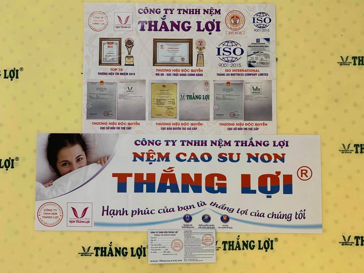 phiếu bảo hành và giao nệm Nệm Thắng Lợi