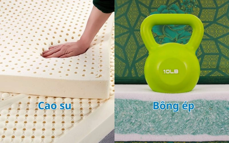 so sánh độ lún nệm cao su và bông ép