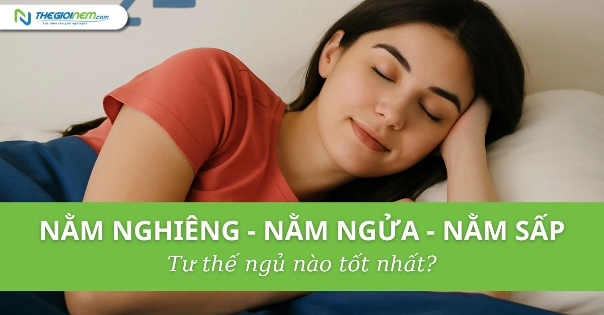 Tư thế ngủ nghiêng ngửa sấp minh họa trên nệm